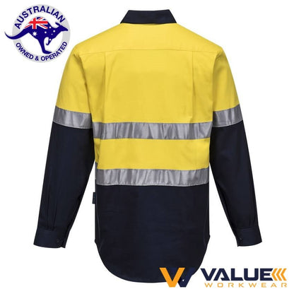 Portwest Hi-Vis Two Tone Regular Weight Long Sleeve Shirt MC101 - Value Workwear