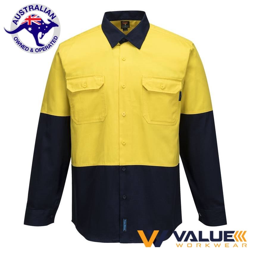 Portwest Cotton Drill Shirt - Long Sleeve MS901