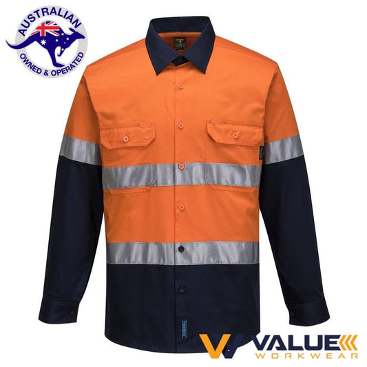 Portwest Hi-Vis Two Tone Lightweight Long Sleeve Shirt with Tape MA801