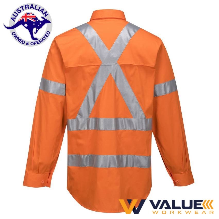 Portwest Hi-Vis Lightweight X Back Shirt Long Sleeve MX301 - Value Workwear